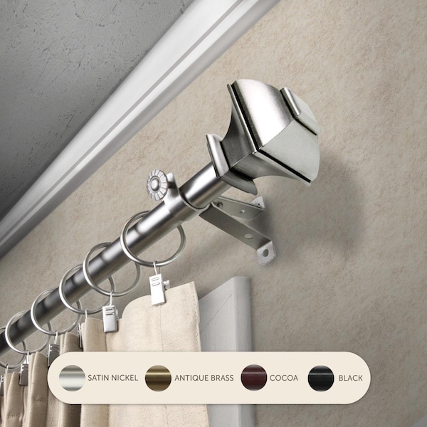 Central Design 0.8125 in. Vicky Curtain Rod with 120 to 170 in. Extension, Satin Nickel 4882-995 - main